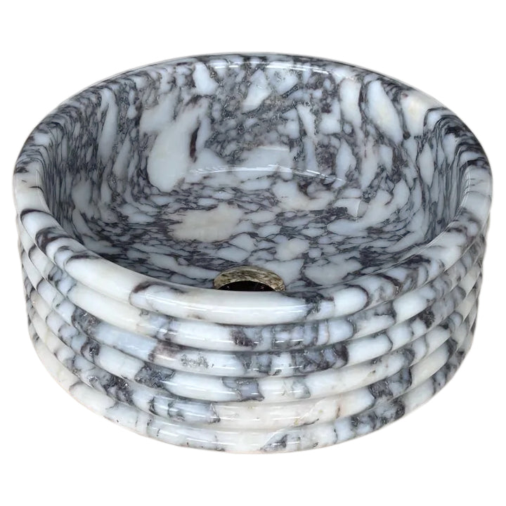 Calacatta Viola Marble Fluted Above-vanity Bathroom Sink Polished