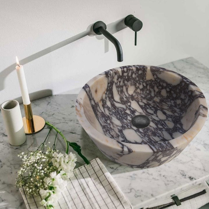 Calacatta Viola Marble Tapered Above Vanity Bathroom Sink Honed/Matte (D)16