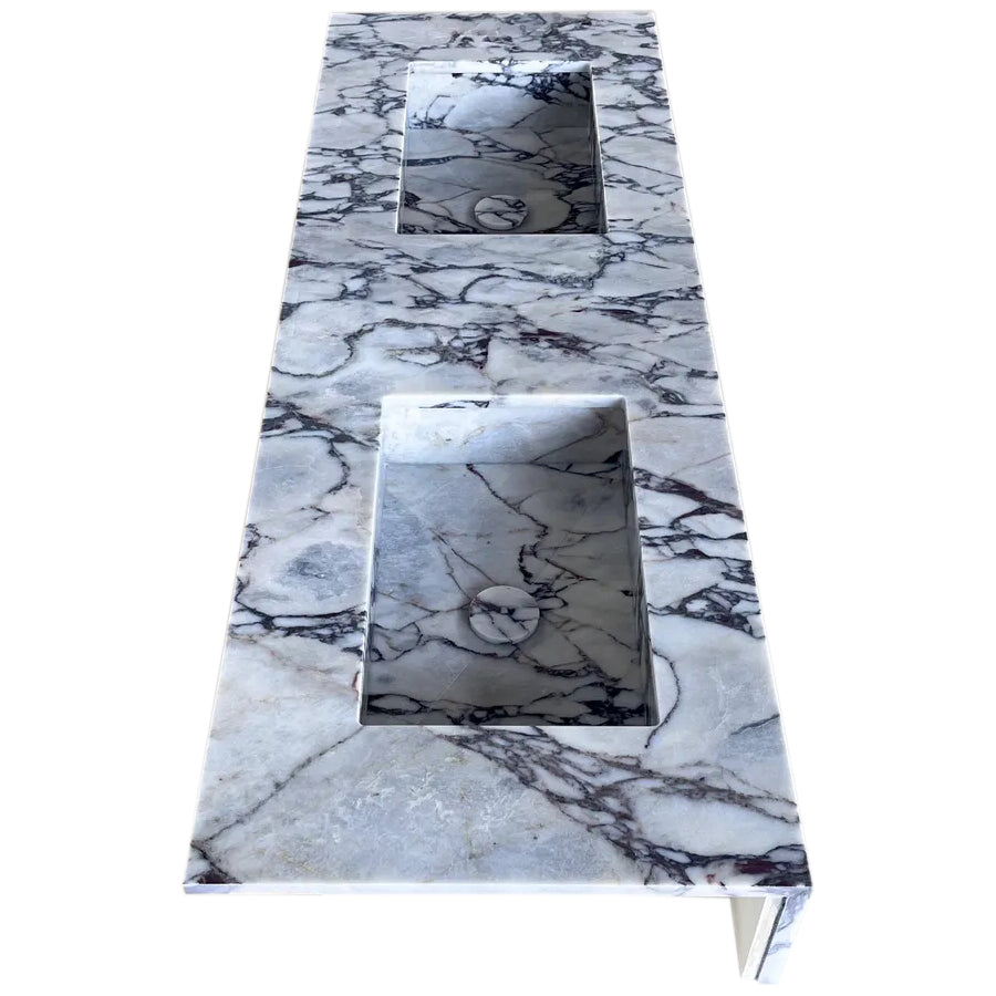 Calacatta Viola Marble Bathroom Double Sink Vanity (W)22