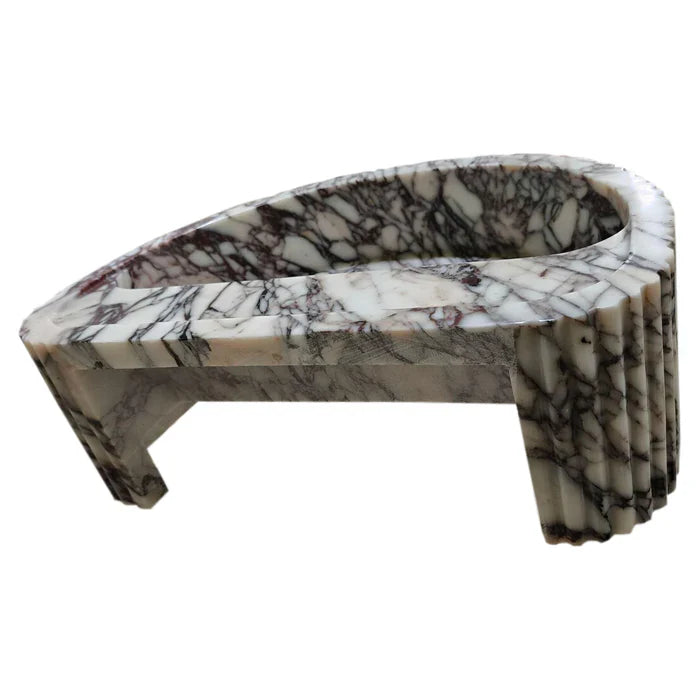 Calacatta Viola Marble Wall-Mount Fluted Half-Round Bathroom Sink (W)16