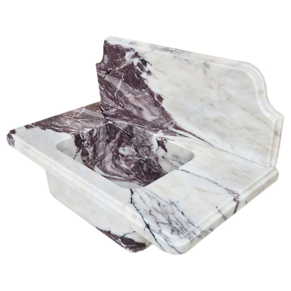 Calacatta Viola Marble Above-vanity Wall-mount Bathroom Sink with 10
