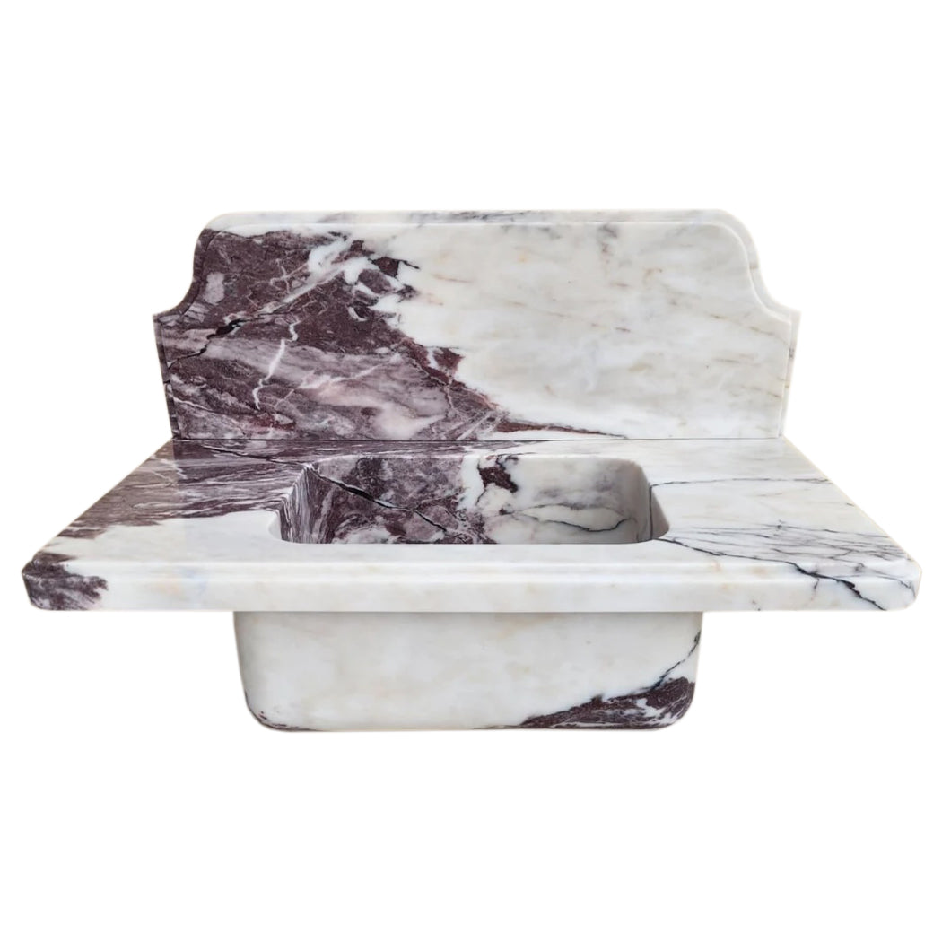 Calacatta Viola Marble Above-vanity Wall-mount Bathroom Sink with 10