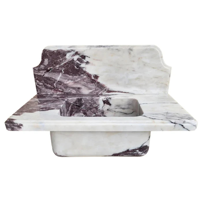 Calacatta Viola Marble Wall-mount Bathroom Sink with 10
