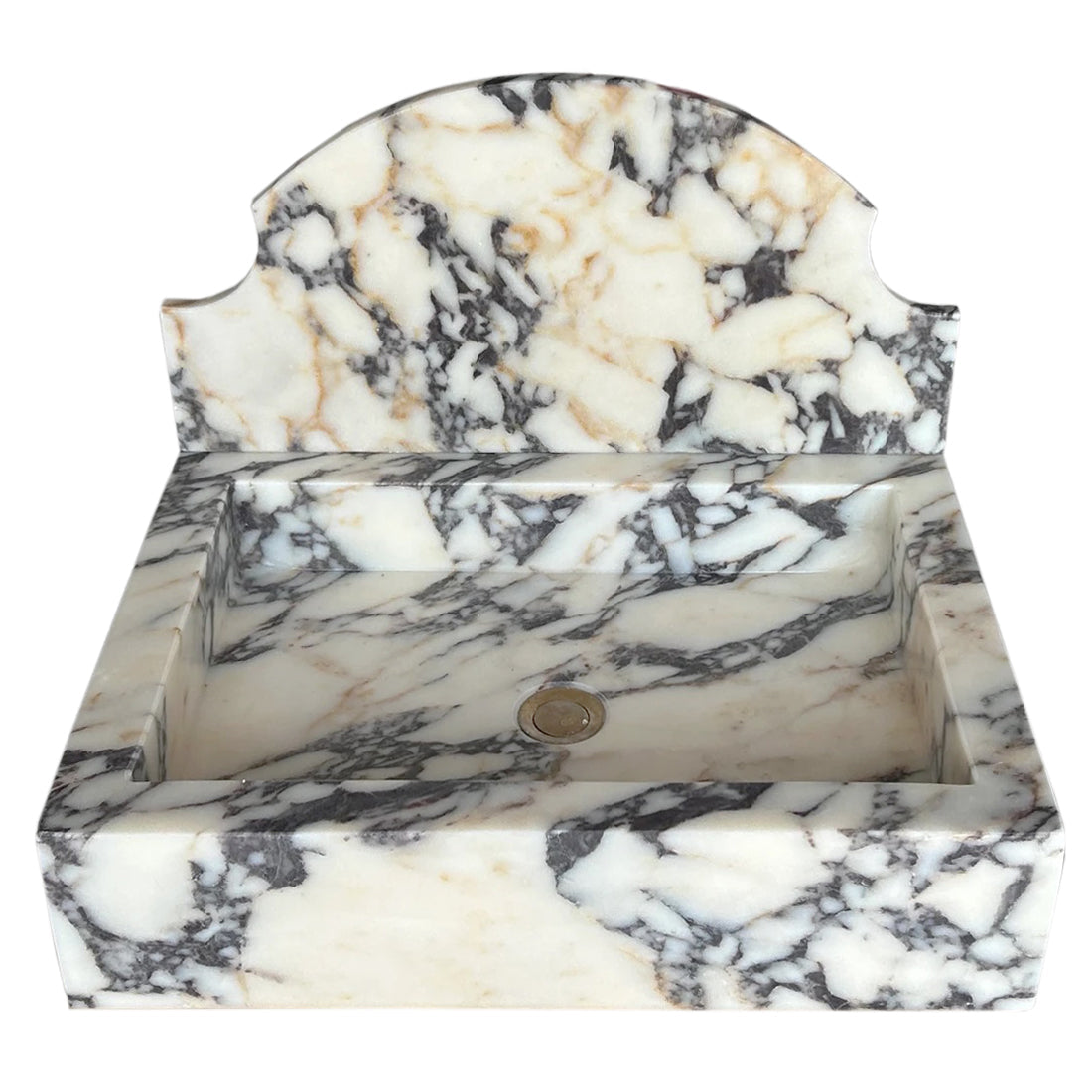 Calacatta Viola Marble Wall-Mount Bathroom Sink with Backsplash (W)18
