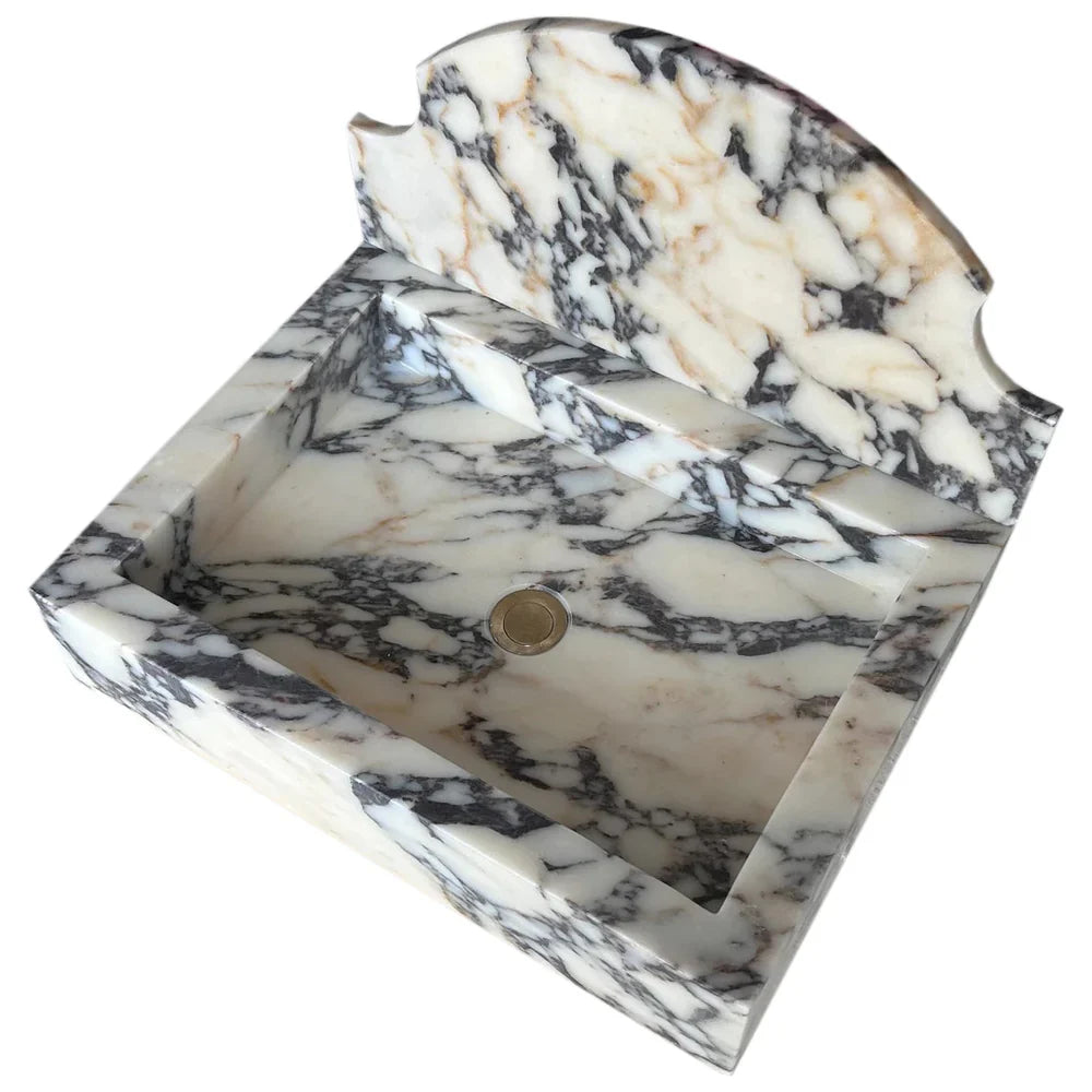 Calacatta Viola Marble Wall-Mount Bathroom Sink with Backsplash (W)18