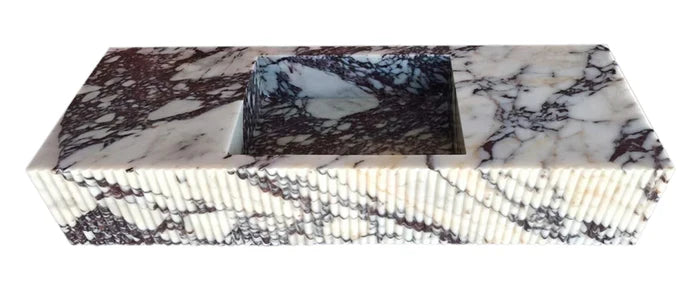 Calacatta Viola Marble Wall-mount Bathroom Vanity Sink Fluted Front (W)20