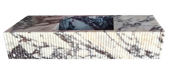 Calacatta Viola Marble Wall-mount Bathroom Vanity Sink Fluted Front (W)20