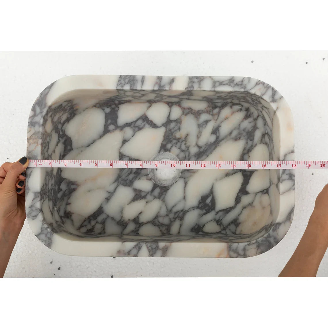 Calacatta Viola Marble Wall-mounted Natural Stone Rectangular Sink (W)12