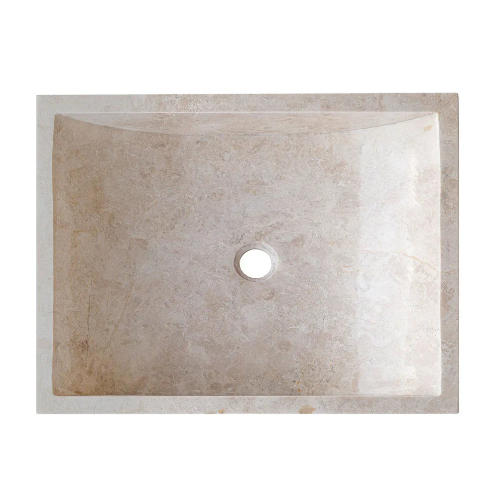 Cappuccino Beige Marble Rectangular Above Vanity Bathroom Sink (W)18