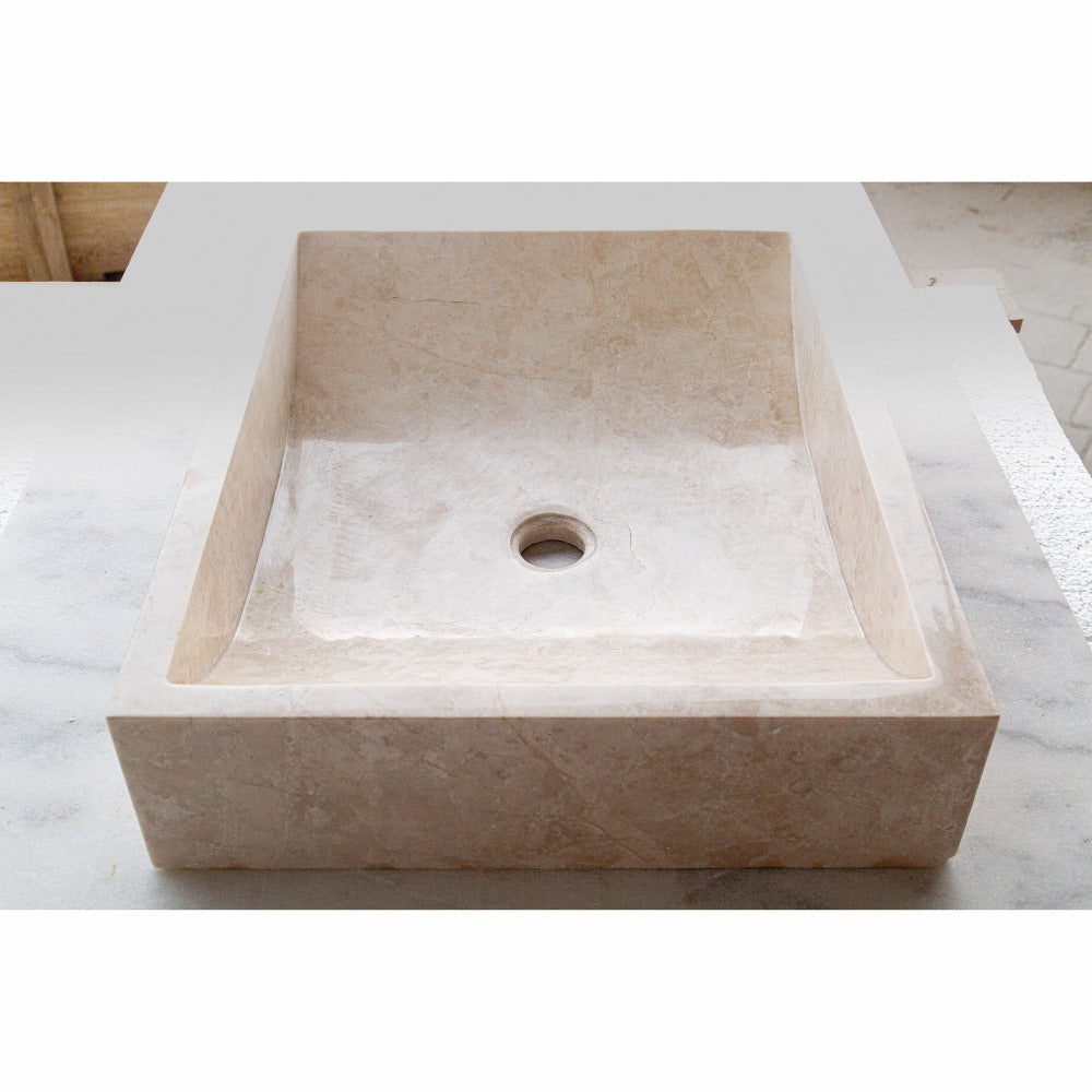 Cappuccino Beige Marble Rectangular Sink  (W)18