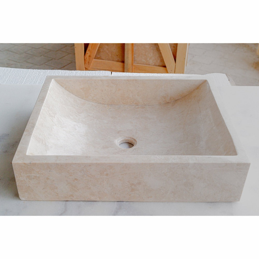 Cappuccino Beige Marble Rectangular Sink  (W)18