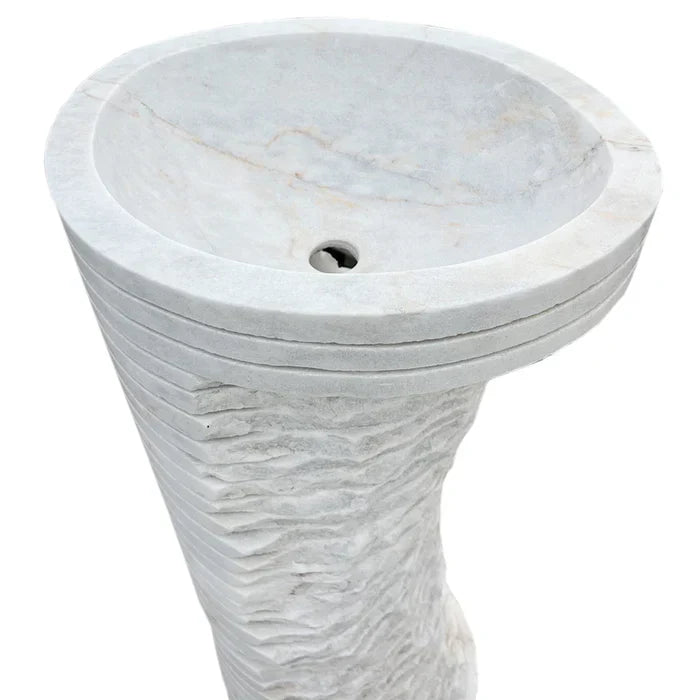 Carrara White Marble Designer Pedestal Stand-Alone Sink (W)16
