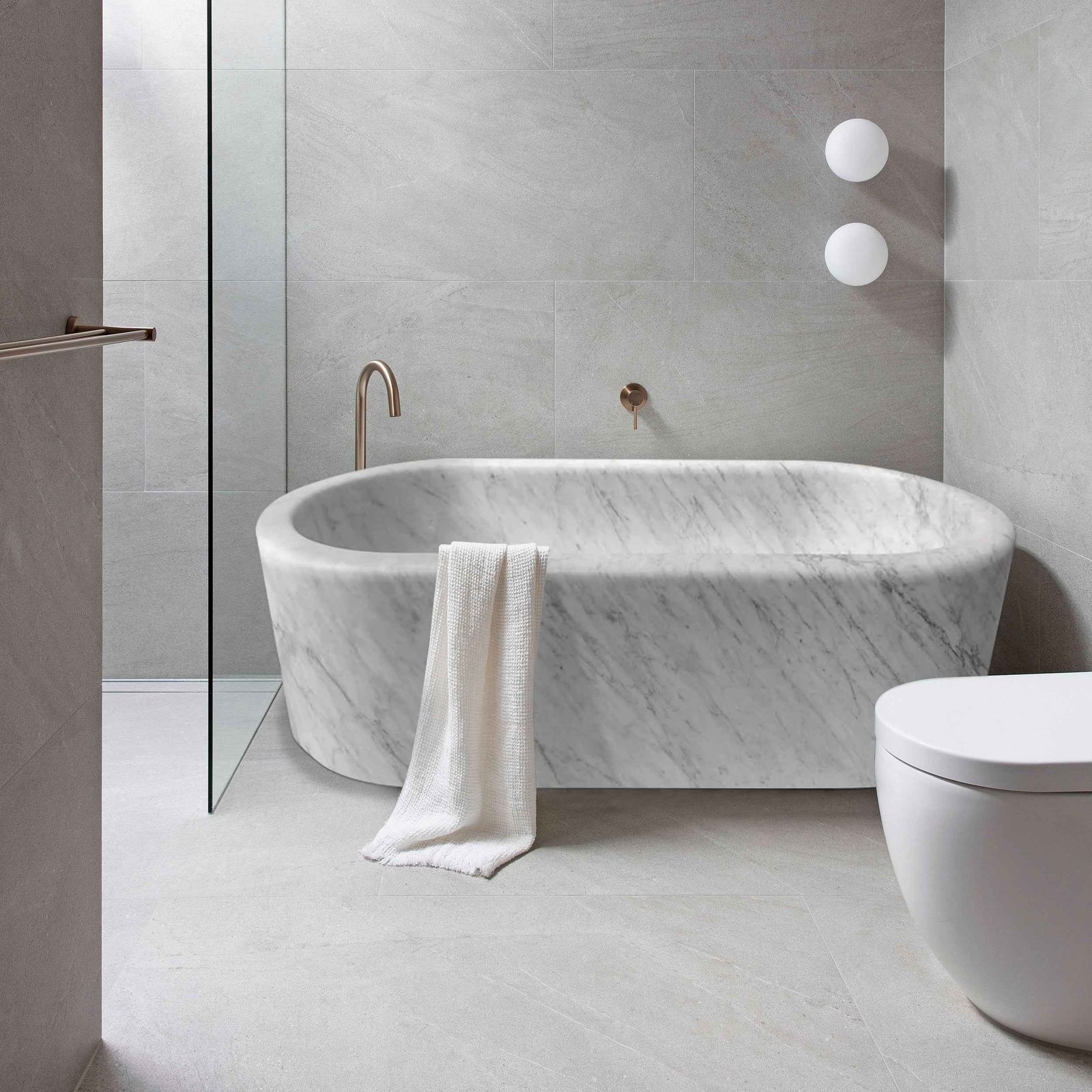 Imperial White Marble Bathtub Hand-carved from Solid Marble Block (W)32