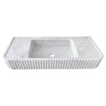 Carrara White Marble Wall-mount Bathroom Vanity Sink Fluted (W)16" (L)40" (H)6"