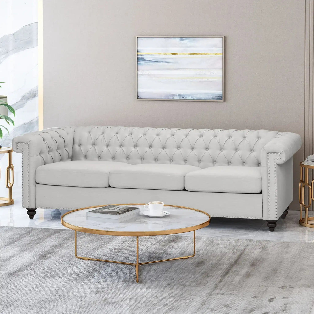 Chesterfield Style 3 Seater Sofa with Deep Button Tufting - Multiple Colors