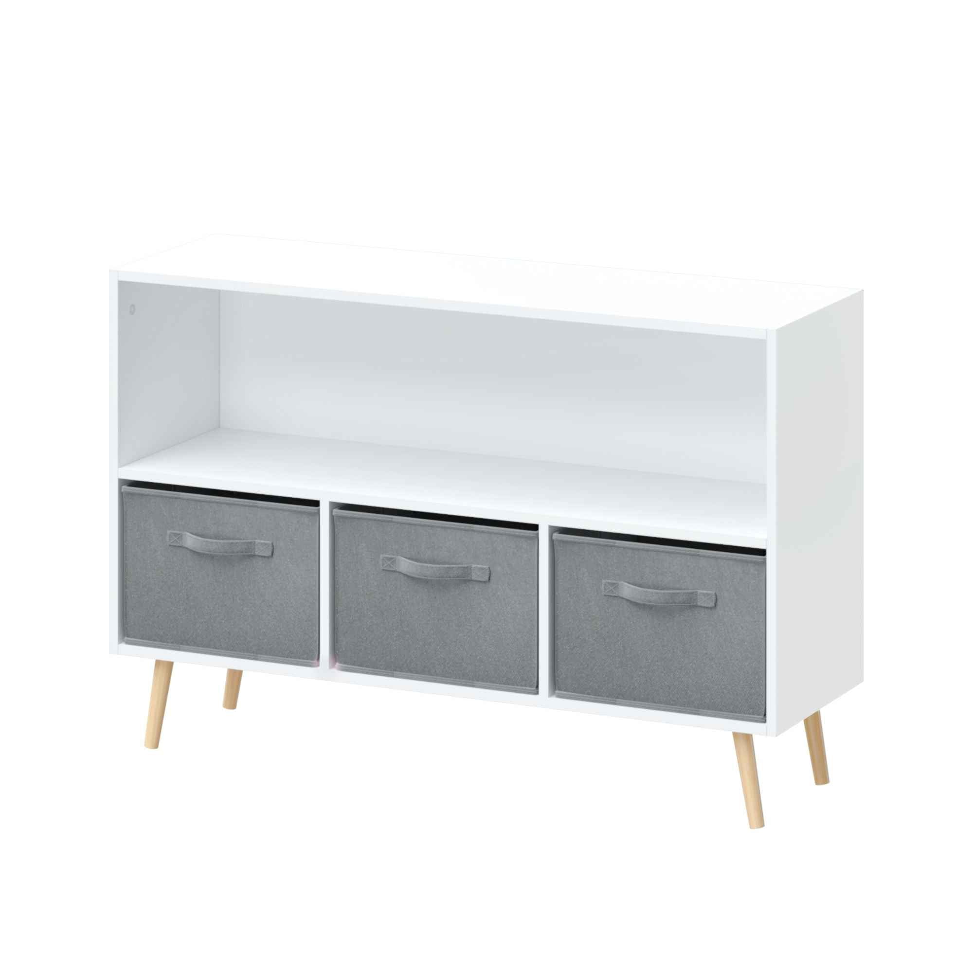 Bookcase With Collapsible Drawers, Book Display Organizer