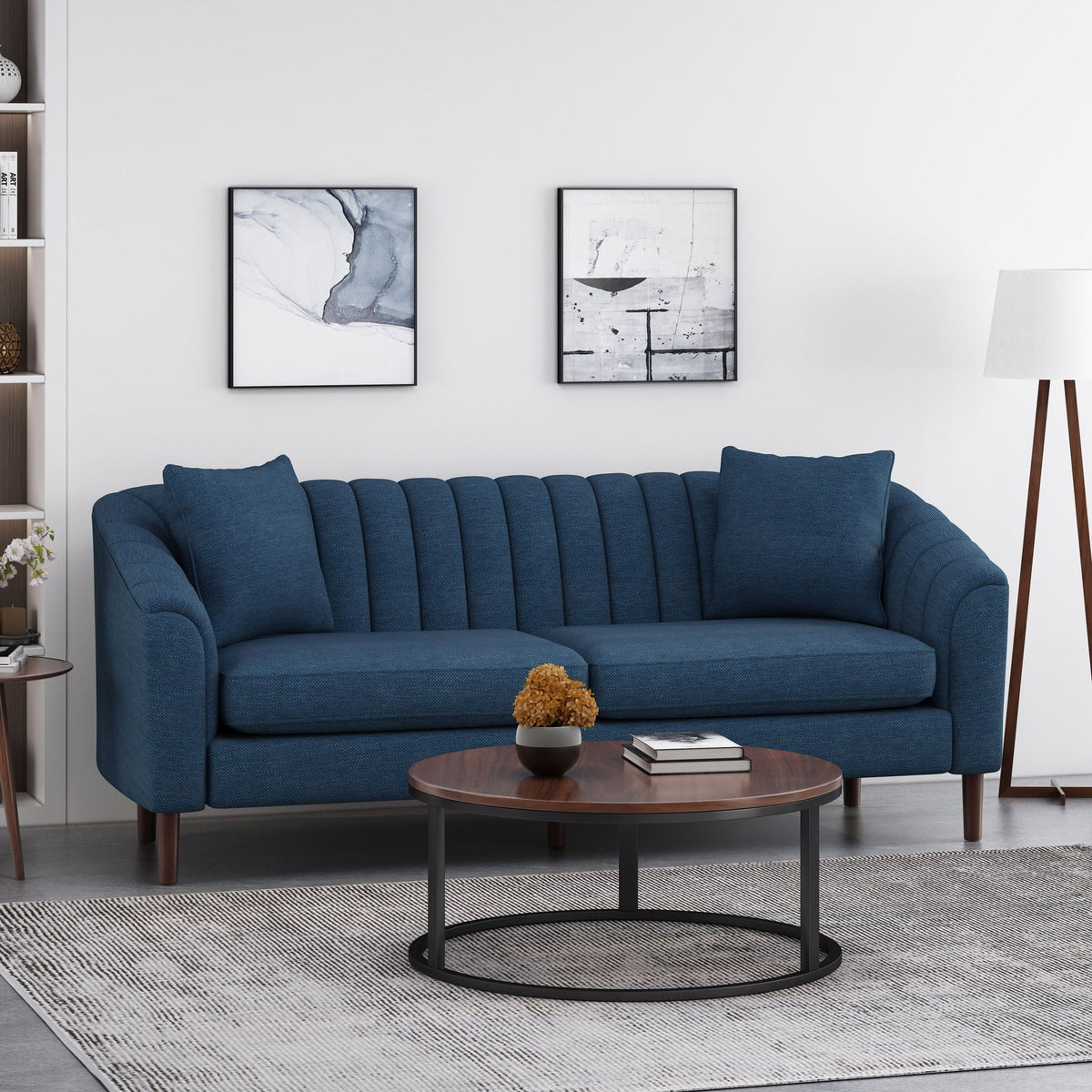 Contemporary 3 Seater Sofa with Plush Accents - Fabric