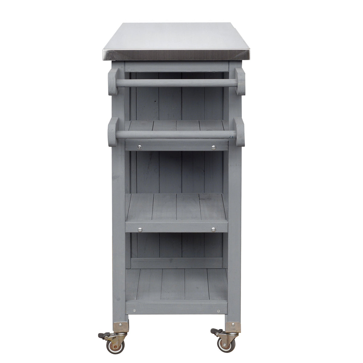 Foldable Outdoor Kitchen Island Cart with Storage - Stainless Steel & Wood