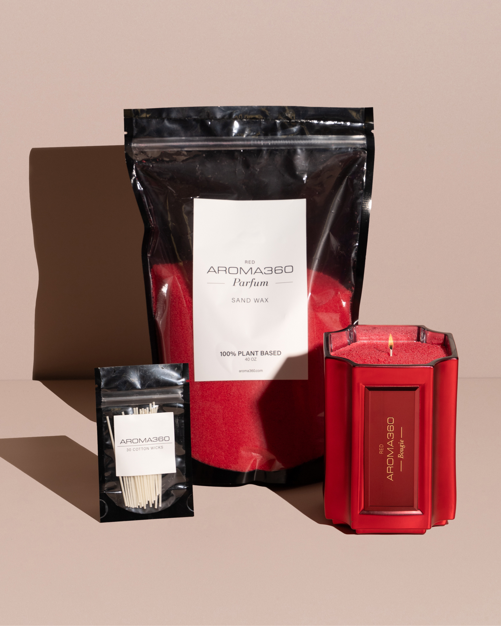 (RED) Bougie Candle Sand Wax Set Pure Luxury Fragrance