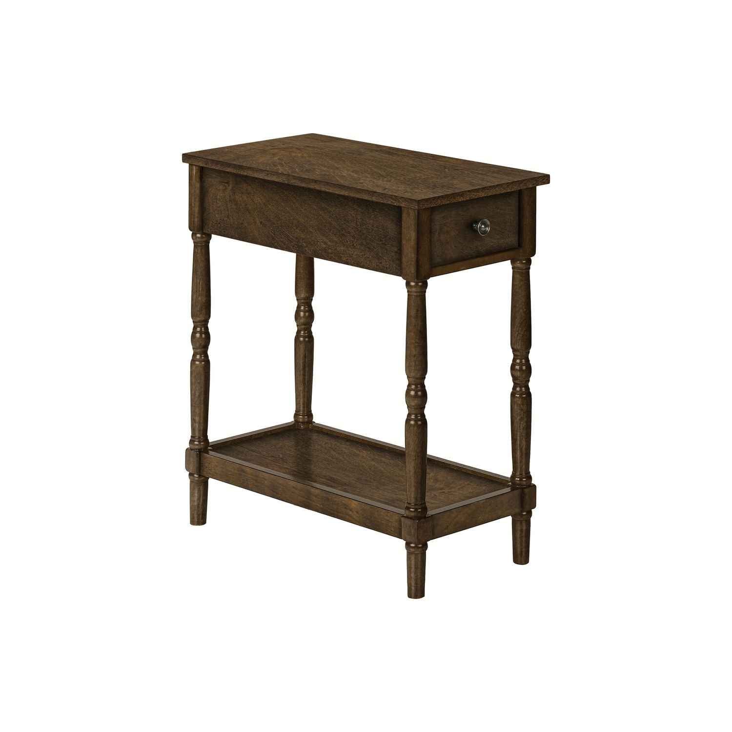 Accent End Table, 2 Tier, Storage Drawer, Traditional Stylish Design