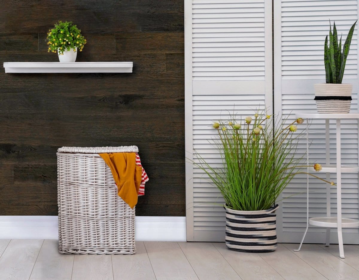 Classic Originals 1/4 in. x 5.1 in. Real Wood Easy Install Wall Panels - Charcoal (20 Sq. Ft.)