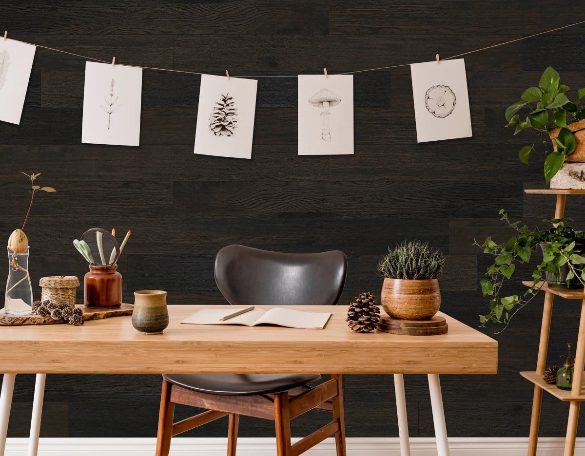 Classic Originals 1/4 in. x 5.1 in. Real Wood Easy Install Wall Panels - Charcoal (20 Sq. Ft.)