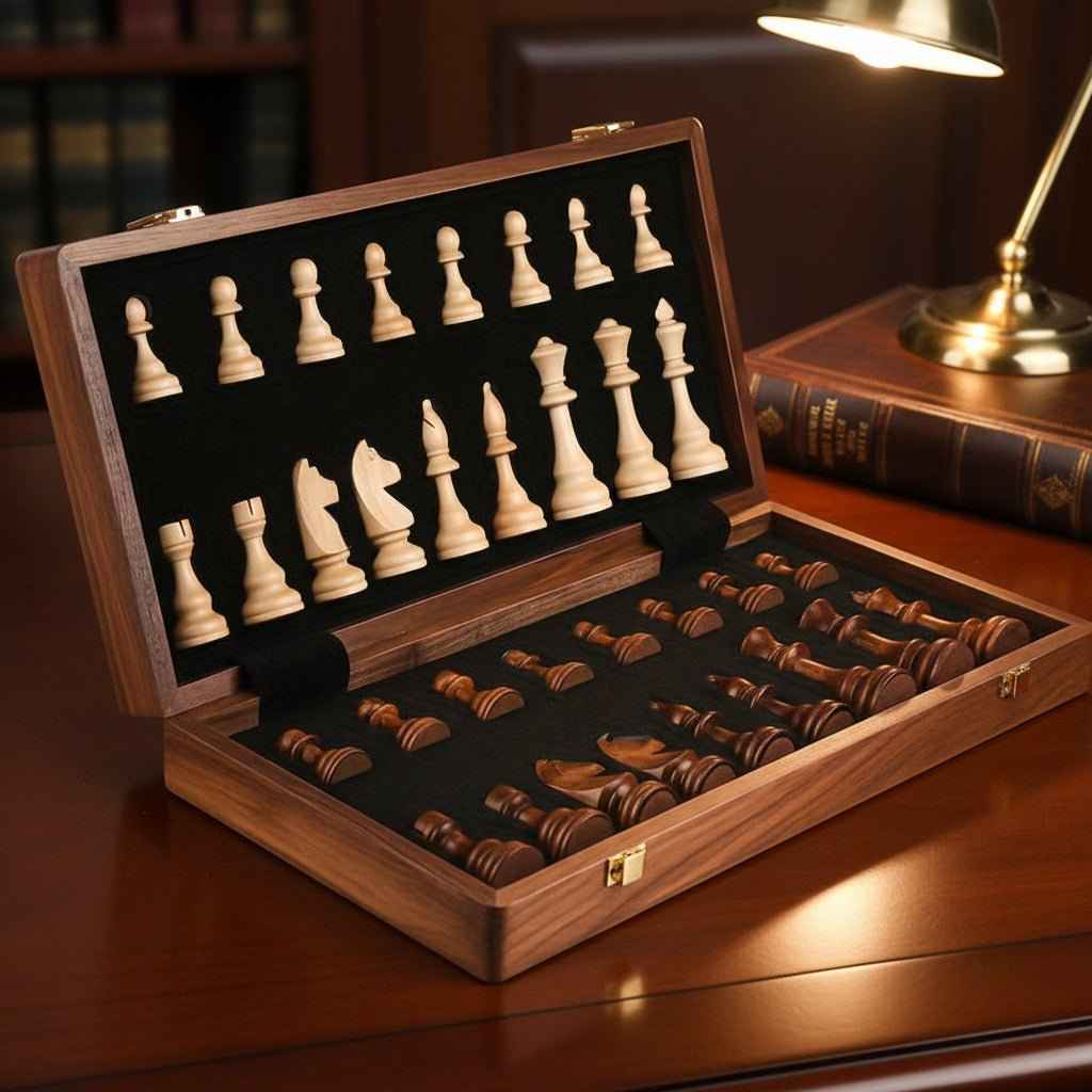Wooden Chess Set 40cm Tournament Board Strategy Game with Extra Queens