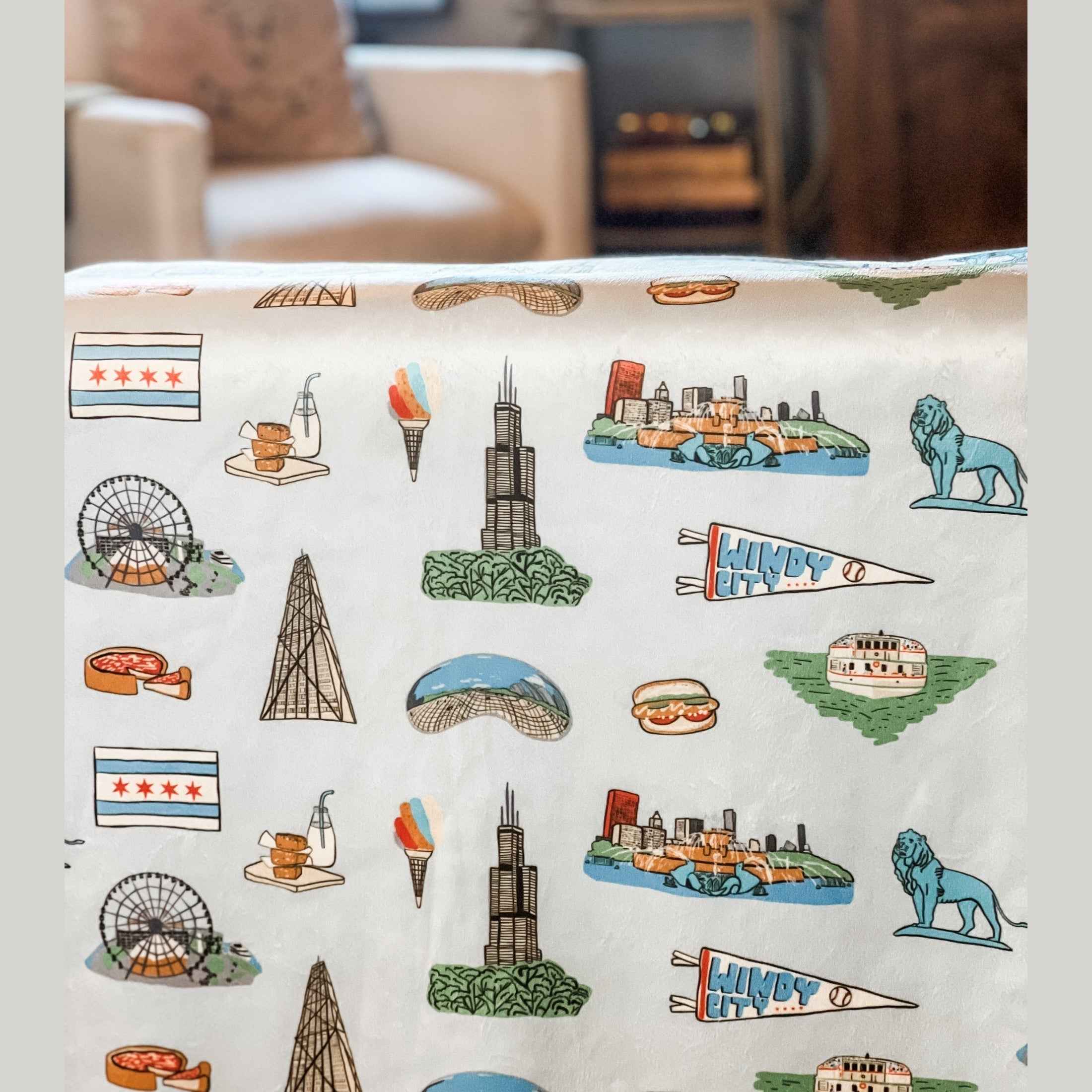 Chicago Plush Throw Blanket 60x80 Nostalgic Hometown Keepsake