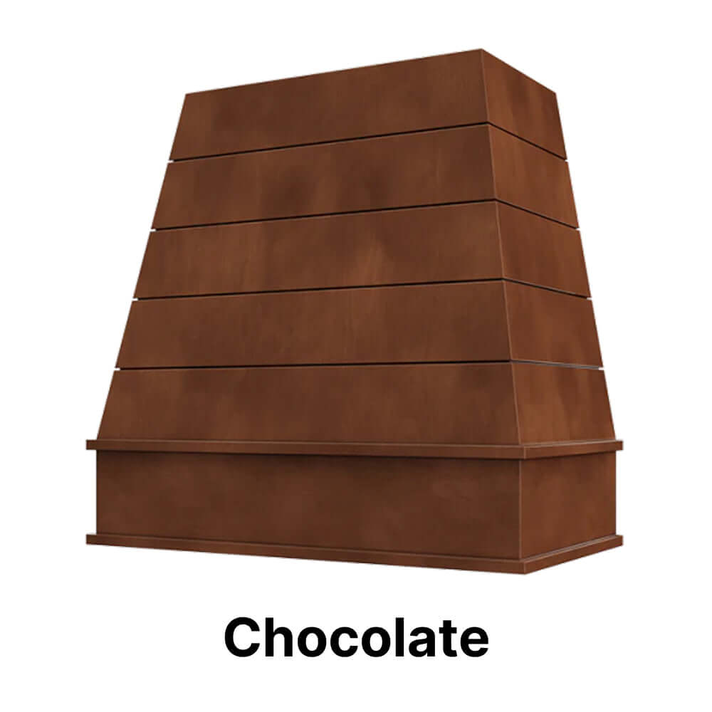 Wood Range Hood With Tapered Shiplap Front and Block Trim - 30