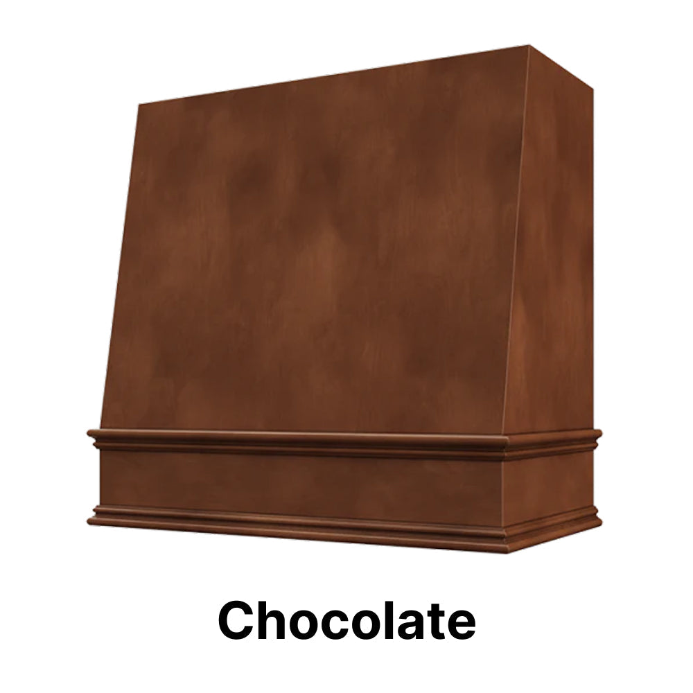 Wood Range Hood With Angled Front and Decorative Trim - 30