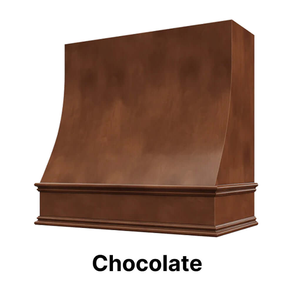 Wood Range Hood With Sloped Front and Decorative Trim - 30