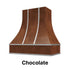 Wood Range Hood With Curved Front, Silver Strapping and Block Trim - 30", 36", 42", 48", 54" and 60" Widths Available