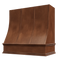 Chocolate Wood Range Hood With Sloped Strapped Front and Decorative Trim - 30", 36", 42", 48", 54" and 60" Widths Available
