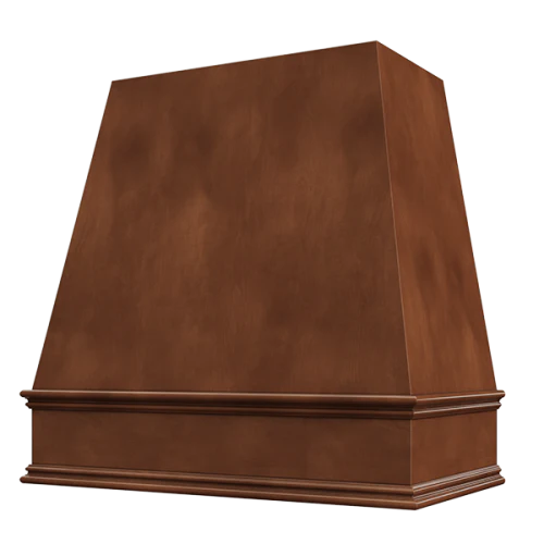 Chocolate Wood Range Hood With Tapered Front and Decorative Trim - 30