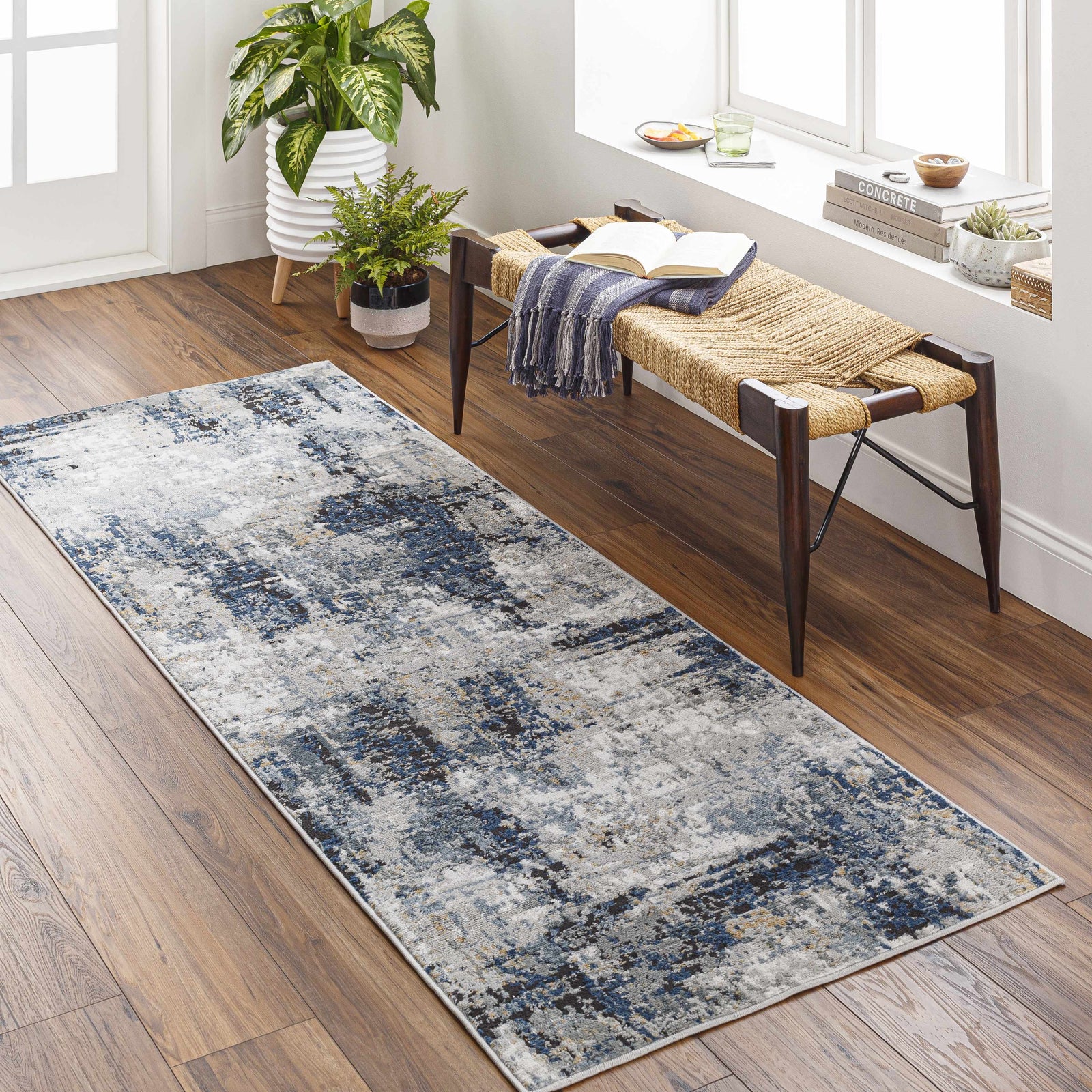 Campsall Blue Abstract Rug - Promo