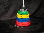 RUBBER COATED COLORED OLYMPIC PLATES: Rubber Plates, per Pair - Muscle D Fitness - Weights Pairs