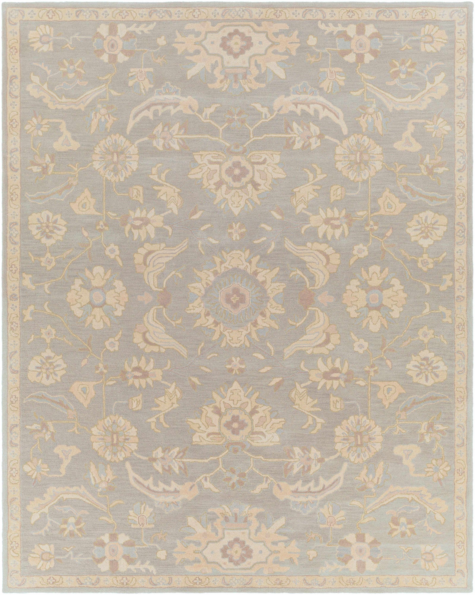 Copen Beige Floral Wool Rug