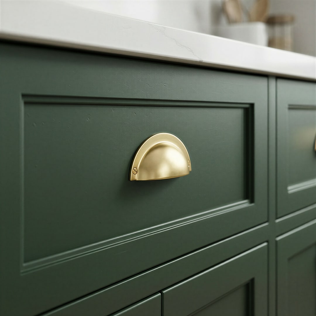 Cora Cup Solid Brass Drawer Pull - 3.25 Inch Centers