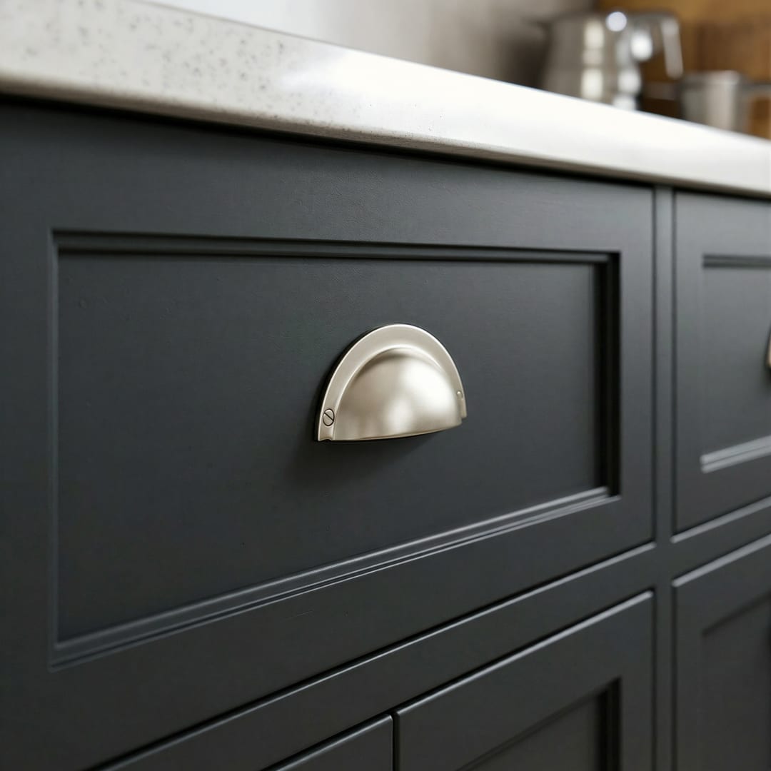 Cora Cup Solid Brass Drawer Pull - 3.25 Inch Centers