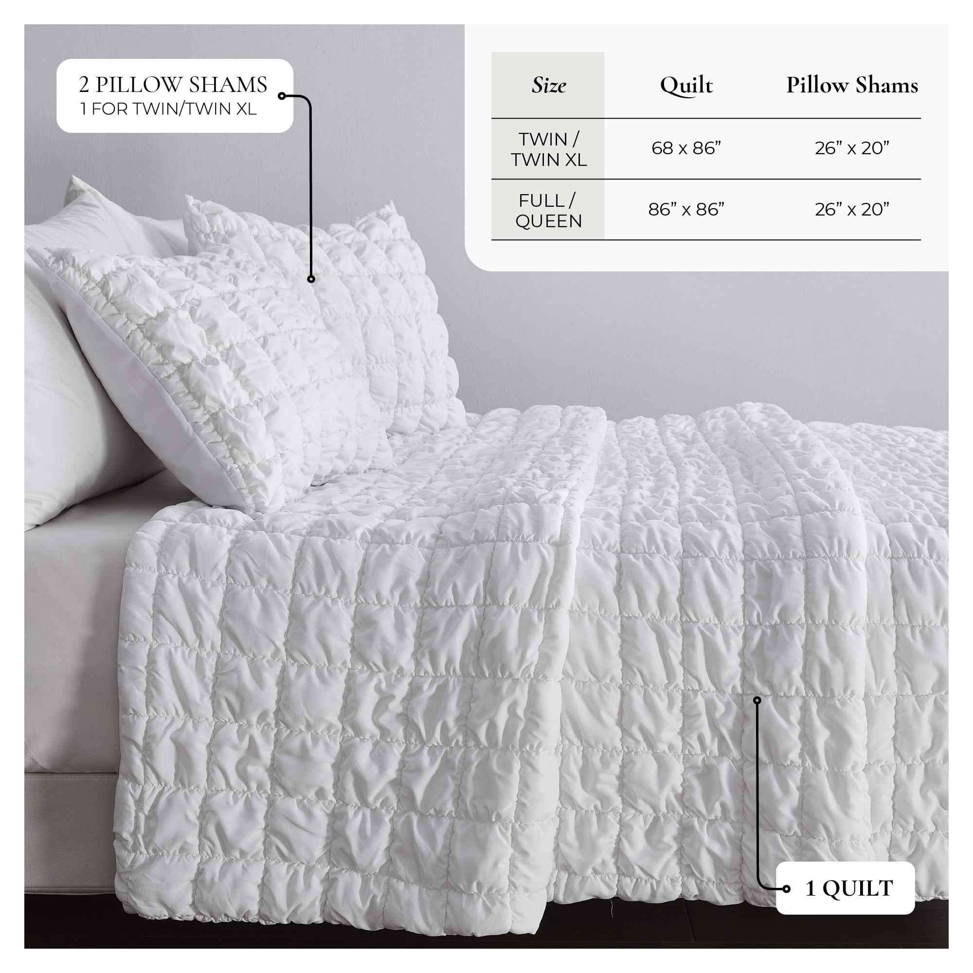 Puff Marshmallow Texture Quilt Set - Marshmallow Collection