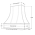 Wood Range Hood With Curved Front and Brass Strapping and Flat Trim - 30" 36" 42" 48" 54" and 60" Widths Available