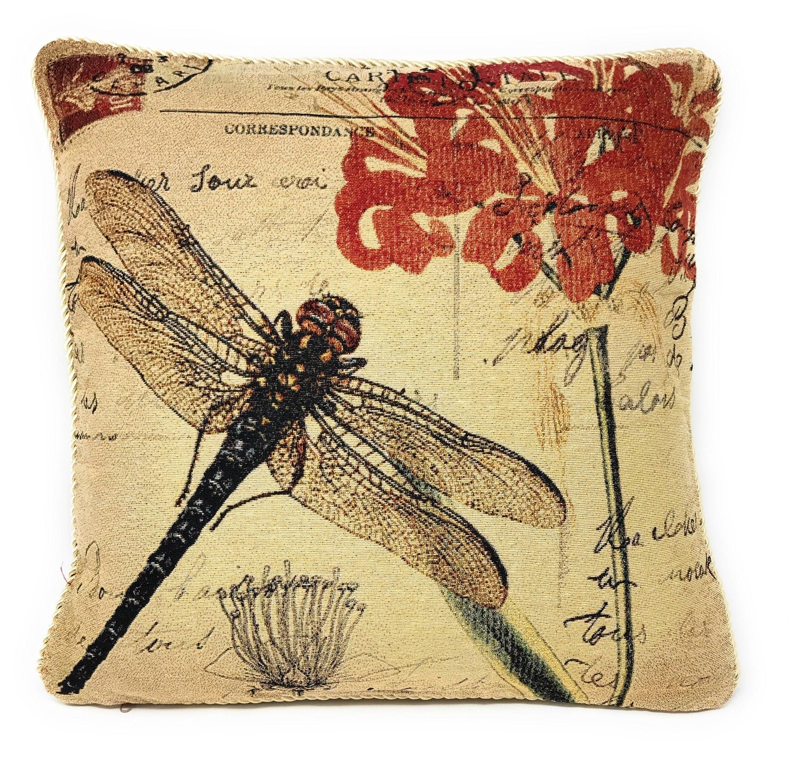 DaDa Bedding Dragonfly Dreams Elegant Insect Bug Throw Pillow Cushion Cover - 1-Piece - 18