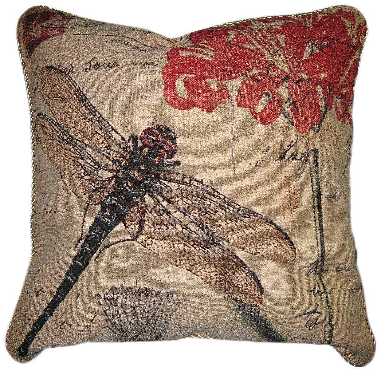 DaDa Bedding Dragonfly Dreams Elegant Insect Bug Throw Pillow Cushion Cover - 1-Piece - 18