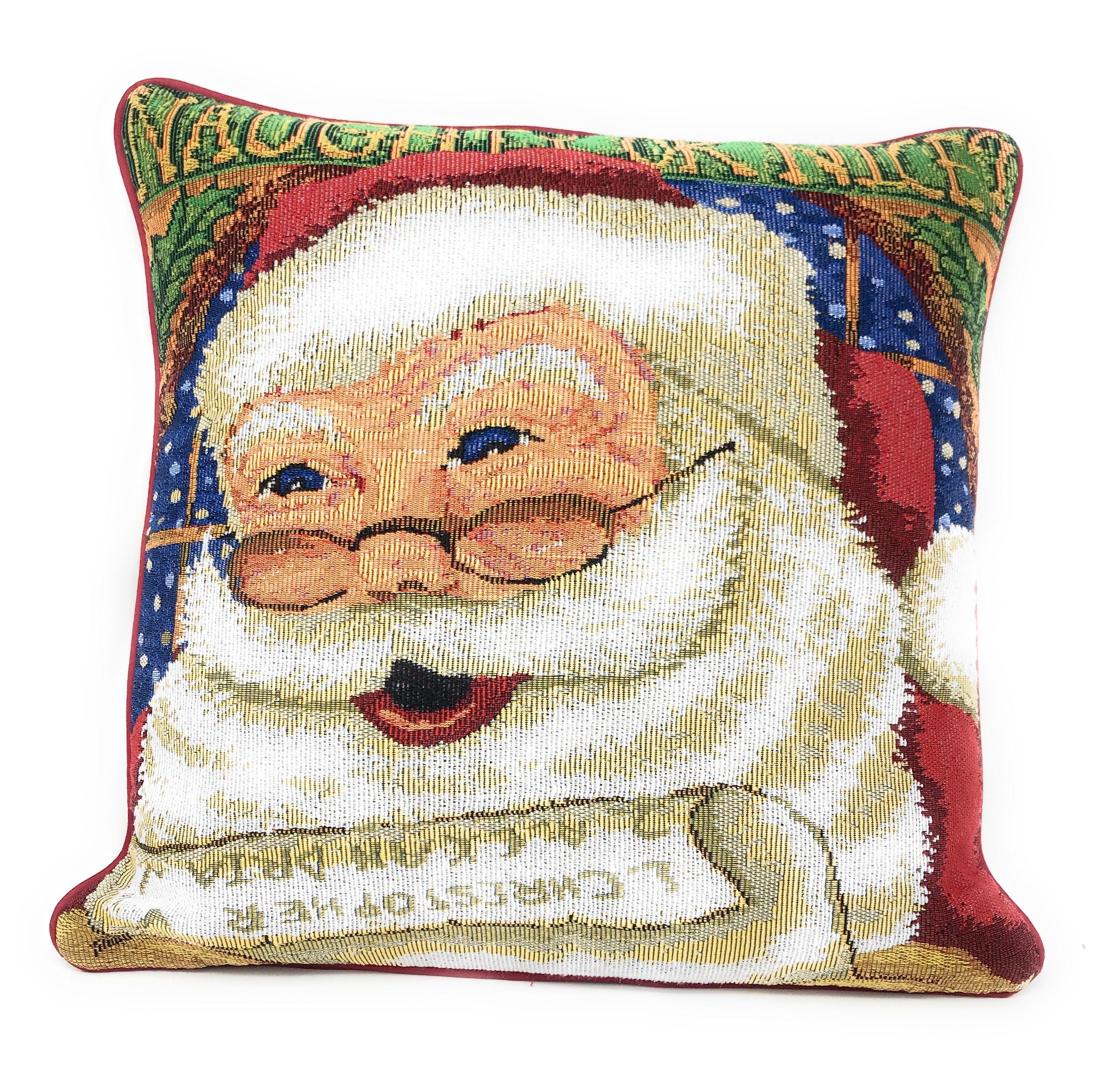 DaDa Bedding Naughty or Nice Santa Claus Christmas Woven Tapestry Throw Pillow Cover - 16" x 16"