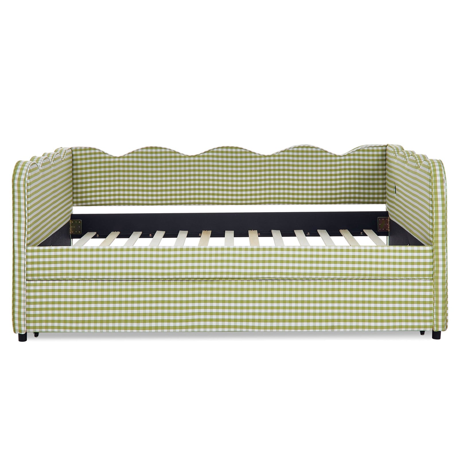 Gingham Daybed With USB Charging Port, Wave-Shaped Design