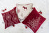 Red Velvet Holiday Pillow with Gold Embroidery - Red