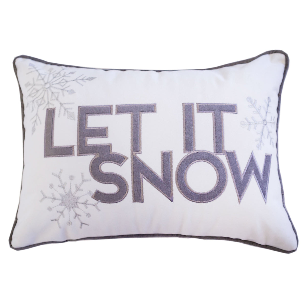 Nneka Let It Snow White Velvet Lumbar Pillow with Insert 14x20