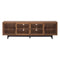 TV Stand For TVs, Entertainment Center With Closed Storage & Cable Management, Soft Closing Hinges - Walnut