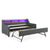 Upholstered Sofa Bed With LED Lights, Storage Headboard, Foldable Trundle & Wireless Charging