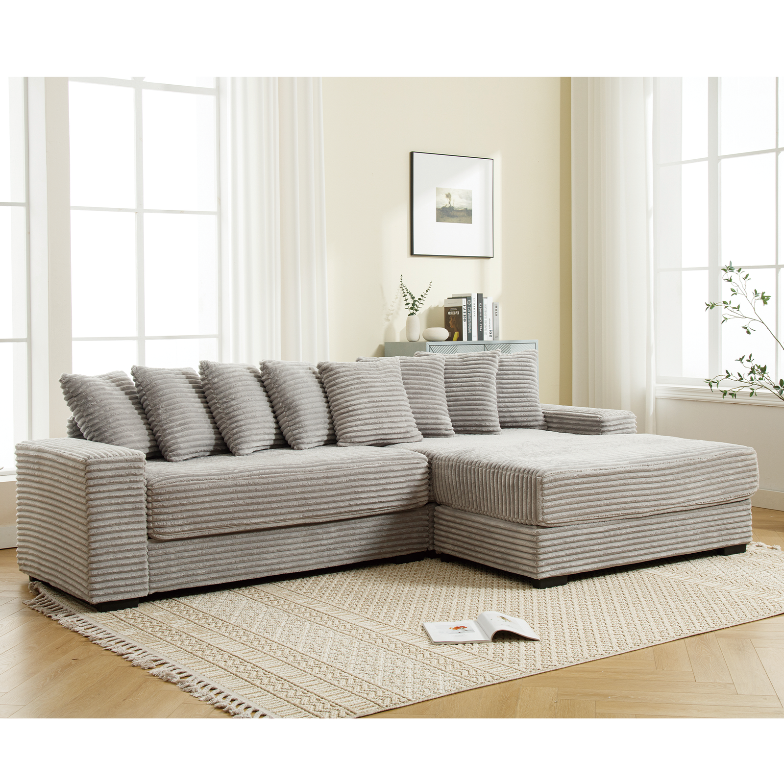 Walker Edison | Corduroy Right L-Shaped Sectional Cloud Couch